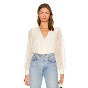 Lovers & Friends Velvet Burnout Polka Dot Long Sleeve Heidi Bodysuit Small